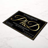 ブラック金ゴールドPhD卒業 箔招待状 (回転した状態)