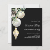 ブラック金ゴールドQRコードクリスマスパーティの招待状 (正面)