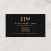 ブラック金ゴールドQRコードモノグラムミニマリスト 名刺 (裏面)