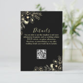 ブラック金ゴールドQRコード結婚の詳細カード エンクロージャーカード (スタンド正面)