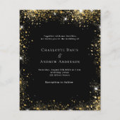 ブラック金ゴールドQRコードRSVP予算結婚式招待状 (正面)