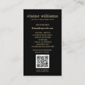 ブラック金ゴールドQR公証人ローン署名業者 名刺 (裏面)