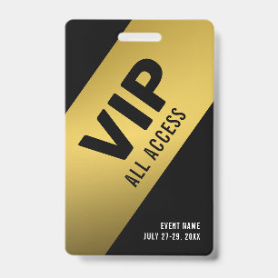 ブラック金ゴールドVIPすべてのアクセスパスイベントIDバッジ バッジ