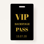 ブラック金ゴールドVIPバックステージオールアクセスパスコンサート バッジ (正面)