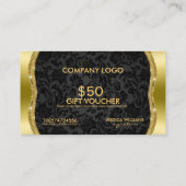 ブラック金属金ゴールドダマスギフト券 割引カード (裏面)