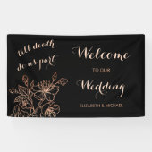 ブラック銅フローララインアート |結婚へようこそ 横断幕 (横)