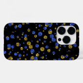 ブラック電話ケースの青と金ゴールドのグリッター紙吹雪 Case-Mate iPhoneケース (裏面 (横))