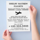 ブラック飛行機アイコン、エアライン広告ズフライヤー チラシ (手)