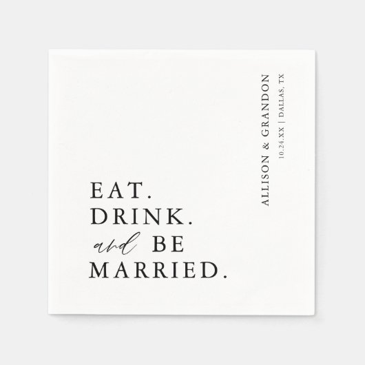 ブラック食べドリンクとBeリハ結婚したーサルディナー スタンダードカクテルナプキン (正面)