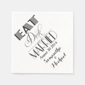 ブラック食べドリンク結婚したビー スタンダードカクテルナプキン (正面)