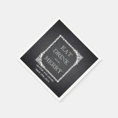 ブラック食べ結婚したチョークボード、ドリンク&ビー結婚ズ スタンダードカクテルナプキン (角)