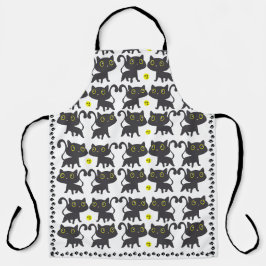 ブラック魅力的キャットデザイン エプロン