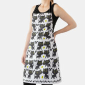 ブラック魅力的キャットデザイン エプロン (インサイチュ)