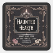 ブラック魔法ゴシックろうそくラベル | カスタムハロウィン スクエアシール (正面)