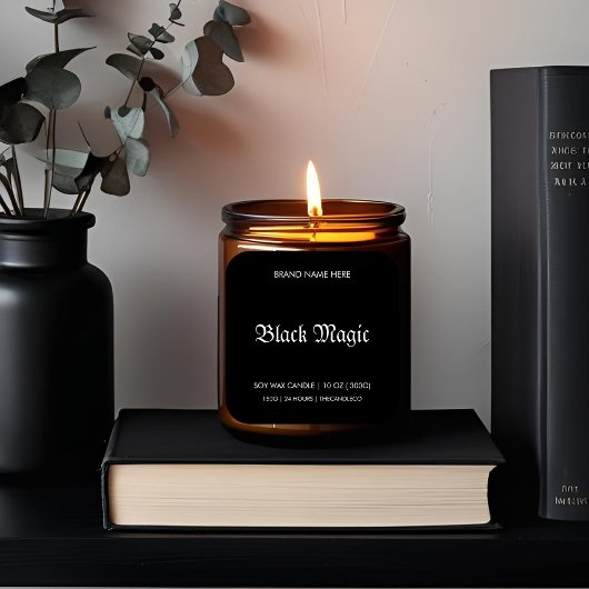 ブラック魔法ゴシックろうそくラベル | ハロウィン スクエアシール
