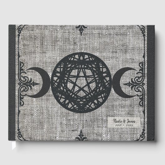 ブラック魔法トリプルムーンペンタグラムヴィンテージウィッカ信者 ゲストブック (正面)