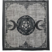 ブラック魔法トリプルムーンペンタグラムヴィンテージウィッカ信者 シャワーカーテン (正面)