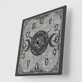 ブラック魔法トリプルムーンペンタグラムヴィンテージウィッカ信者 スクエア壁時計 (傾斜)