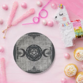 ブラック魔法トリプルムーンペンタグラムヴィンテージウィッカ信者 ペーパープレート (パーティー)