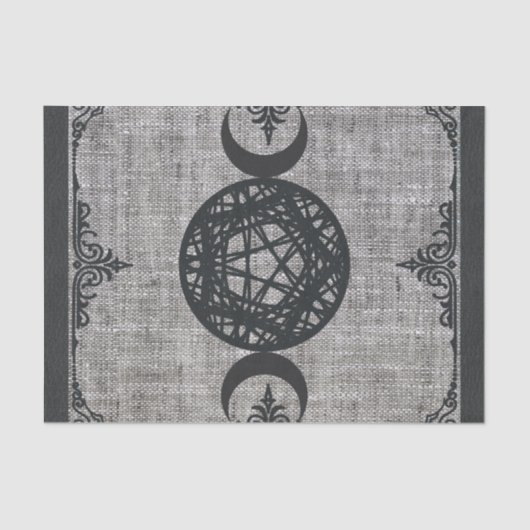 ブラック魔法トリプルムーンペンタグラムヴィンテージウィッカ信者 薄葉紙 (正面)