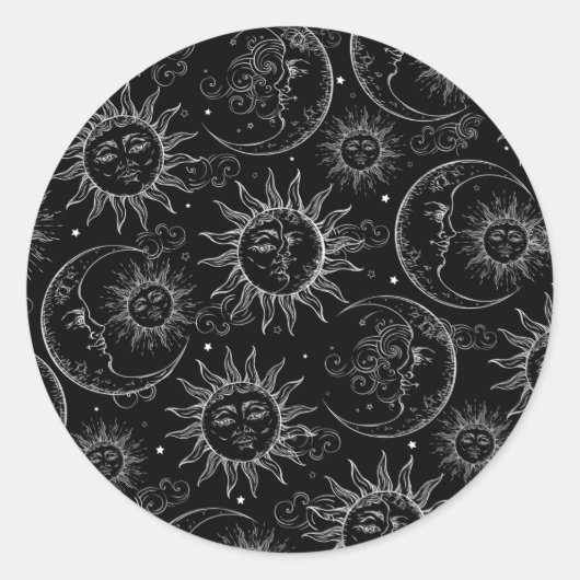 ブラック魔法ヴィンテージ天日月星パーティー ラウンドシール (正面)