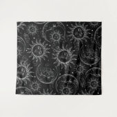 ブラック魔法ヴィンテージ天空の太陽ムーンスターズ タペストリー (正面(横))