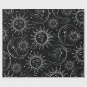 ブラック魔法ヴィンテージ天空の太陽ムーンスターズ ラッピングペーパー (フラット)