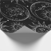 ブラック魔法ヴィンテージ天空の太陽ムーンスターズ ラッピングペーパー (角)