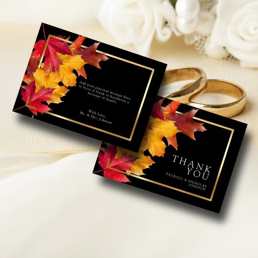 ブラック魔法素朴ミートゴールデン結婚秋 サンキューカード