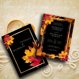 ブラック魔法素朴ミートゴールデン結婚秋 招待状