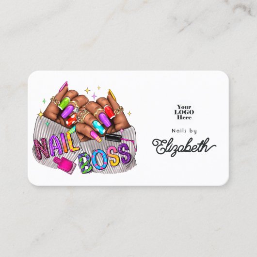 ブラック鮮やかウーマン爪、 ネイルボス 名刺 (正面)