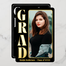 ブラック1枚写真モダン卒業パーティー