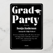  ブラック1枚写真モダン卒業パーティー  箔招待状 (裏面)