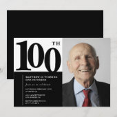 ブラック100th誕生日招待状シエレガントック 招待状 (正面/裏面)