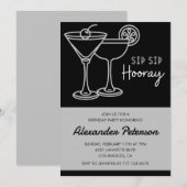 ブラック100th誕生日招待状メンズカクテル 招待状 (正面/裏面)