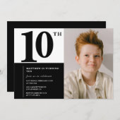 ブラック10th誕生日招待状シエレガントック 招待状 (正面/裏面)