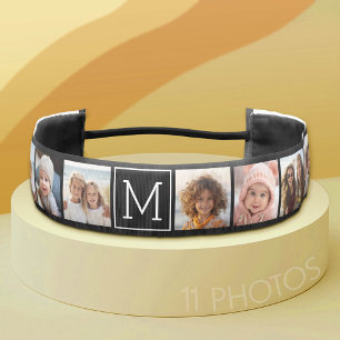 ブラック11フォトインスタグラムコラージュカスタムモノグラム アスレチックヘッドバンド