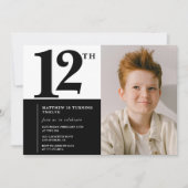 ブラック12th誕生日招待状シエレガントック 招待状 (正面)