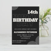 ブラック14歳の誕生日招待状 パーティーボーイ 招待状 (スタンド正面)