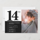 ブラック14th誕生日招待状シエレガントック 招待状 (正面)