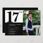 ブラック17th誕生日招待状シエレガントック 招待状 (正面/裏面)