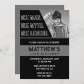 ブラック18歳の誕生日招待状ザ・マンザ・レジェンド 招待状 (正面/裏面)