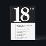 ブラック18th誕生日の招待シエレガントックシンプル 招待状<br><div class="desc">ブラック18th誕生日の招待シックエレガントなシンプルタイポグラフィクラシックエレガント</div>