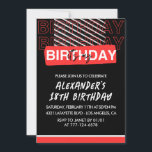 ブラック18th誕生日招待状メンズパーティーレッド 招待状<br><div class="desc">ブラック18th誕生日招待状メンズパーティーレッド</div>