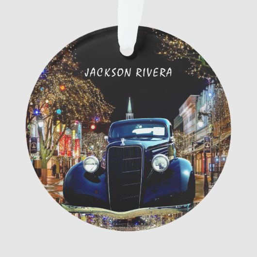 ブラック1930年セダンクリスマス オーナメント (正面)