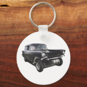 ブラック1957シェヴィーセダンデリバリーワゴンガッサードラッグ キーホルダー (正面)