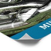 ブラック1957 Chevy Car, Name/Message, Your Photo/Art ポスター (角)