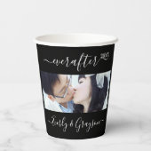 ブラック2フォトシンプルーモダンウェディングパーティー 紙コップ (裏面)