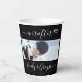 ブラック2フォトシンプルーモダンウェディングパーティー 紙コップ (正面)