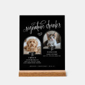 ブラック2フォトペット結婚のシグネチャードリンク アクリルサイン (正面)